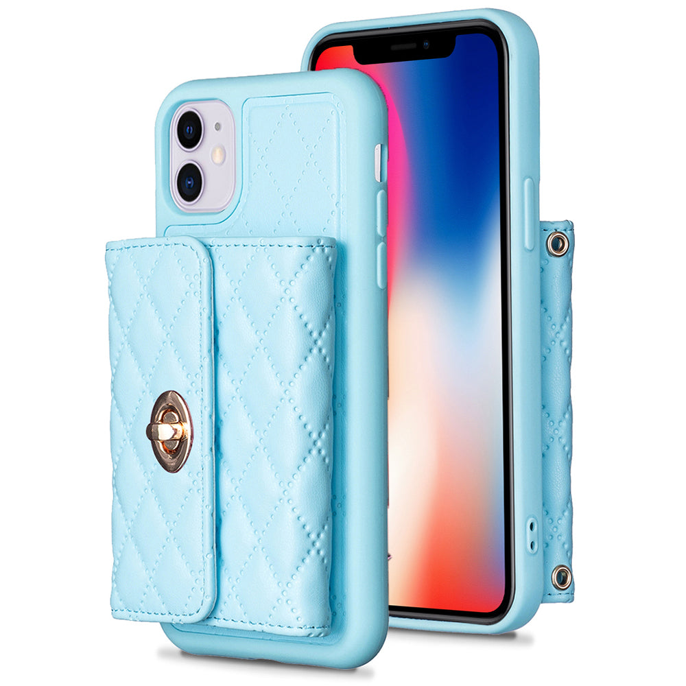 BF21 For iPhone 11 6.1 inch Phone Case PU Leather TPU Kickstand Card Holder Cover with Shoulder Strap BF21 For iPhone 11 6.1 inch Phone Case PU Leather TPU Kickstand Card Holder Cover with Shoulder Strap